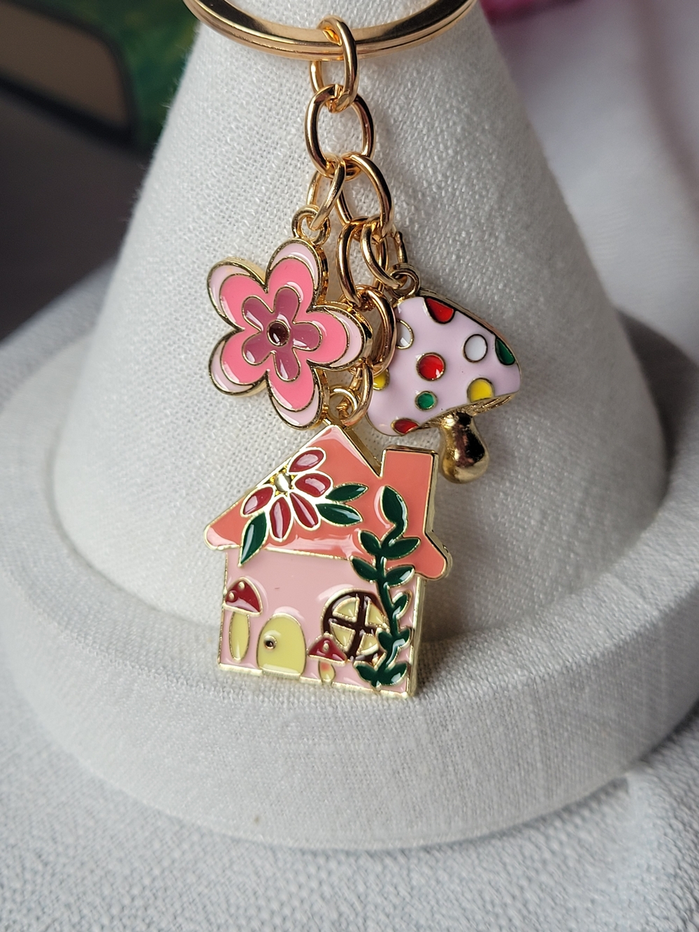2/$20 House & Flower Enamel Charm Keychain